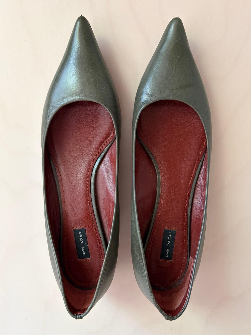 Marc Jacobs green pointy kitten heel flats 37